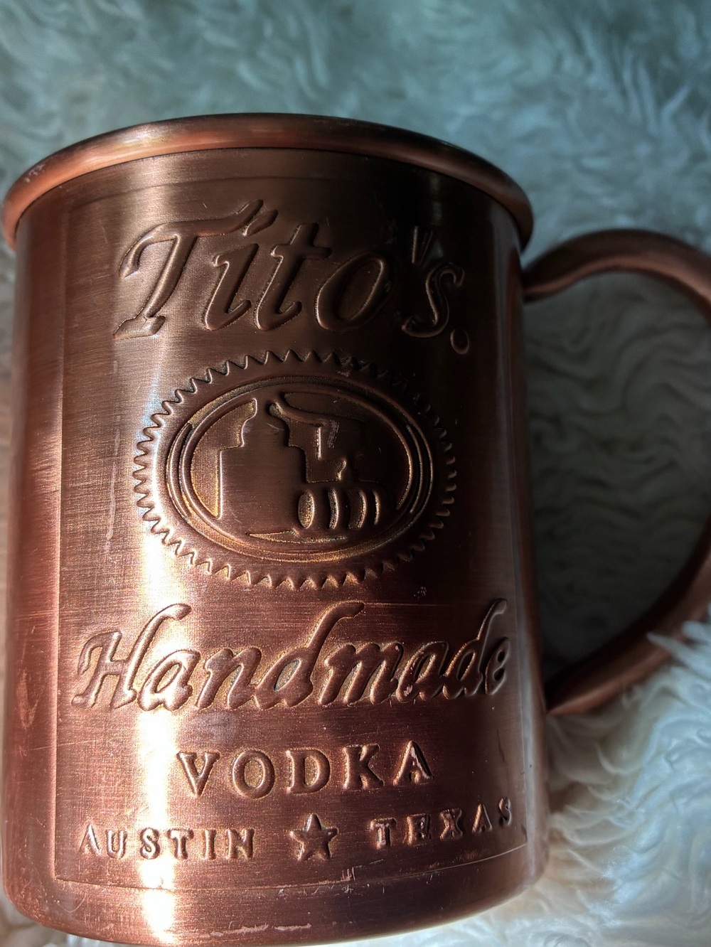 Handmade Tito’s Vodka solid Copper Moscow Mule Mug Copper preowned Austin Texas